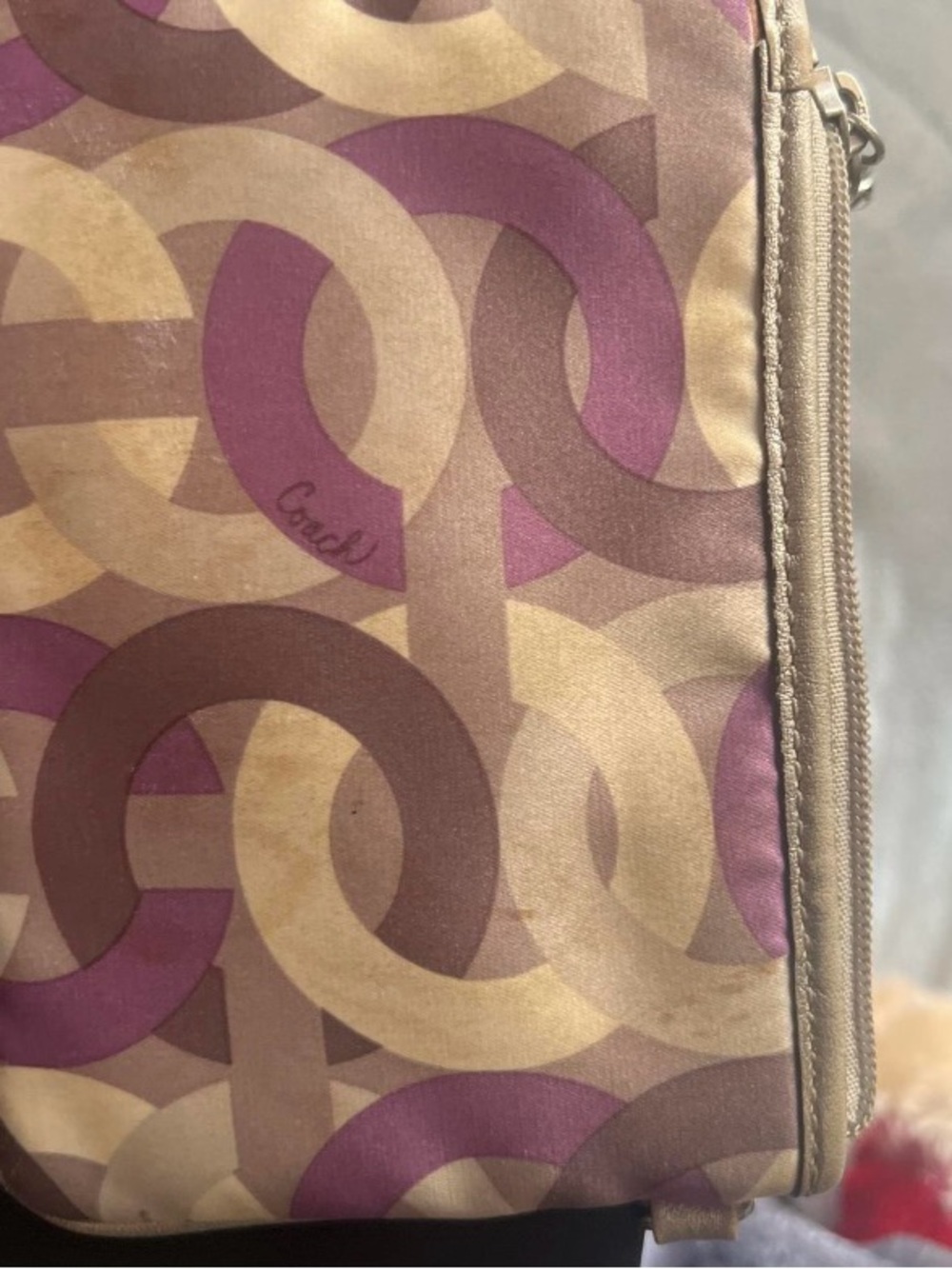 Coach Taupe & Purple Circle Print Wristlet - Picture 2 of 3